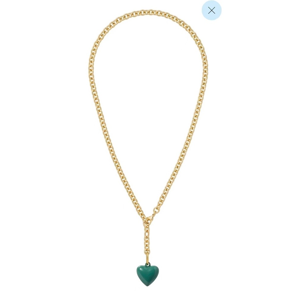 Roxanne Assoulin The Mini Puffy Heart Necklace Gold chain green pendant